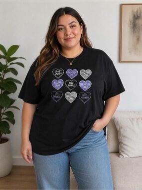 Out of Print Black Graphic Heart Tee